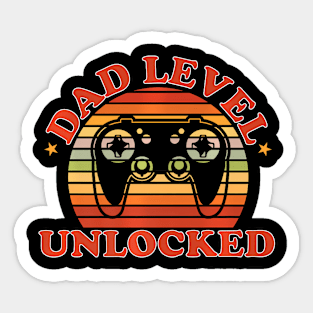 Mens Father's Day Video Game Gamer Dad Dad Level Unlocked Sticker